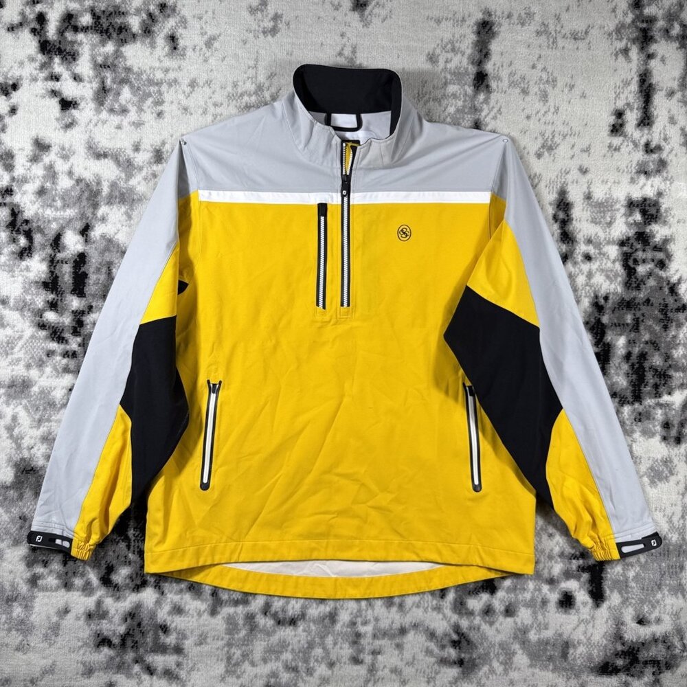 Footjoy Dryjoys Tour XP‎ Jacket Mens Size Extra Large Yellow 1/2 Zip Golf